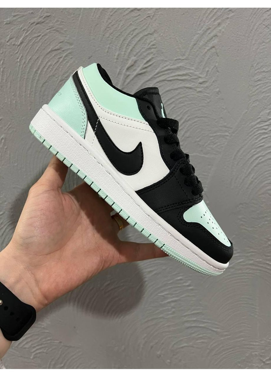 КРОССОВКИ ЖЕНСКИЕ NIKE AIR JORDAN RETRO 1 LOW MINT BLACK WHITE 4 НАЙК АИР ДЖОРДАН No Brand чёрные демисезоны (367177524)