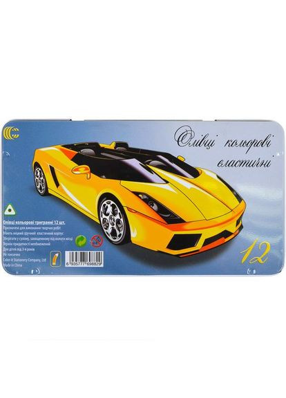 Карандаш 12 цветов CRМ55512 Metal elastico "С" Машинка Color-it (304404353)