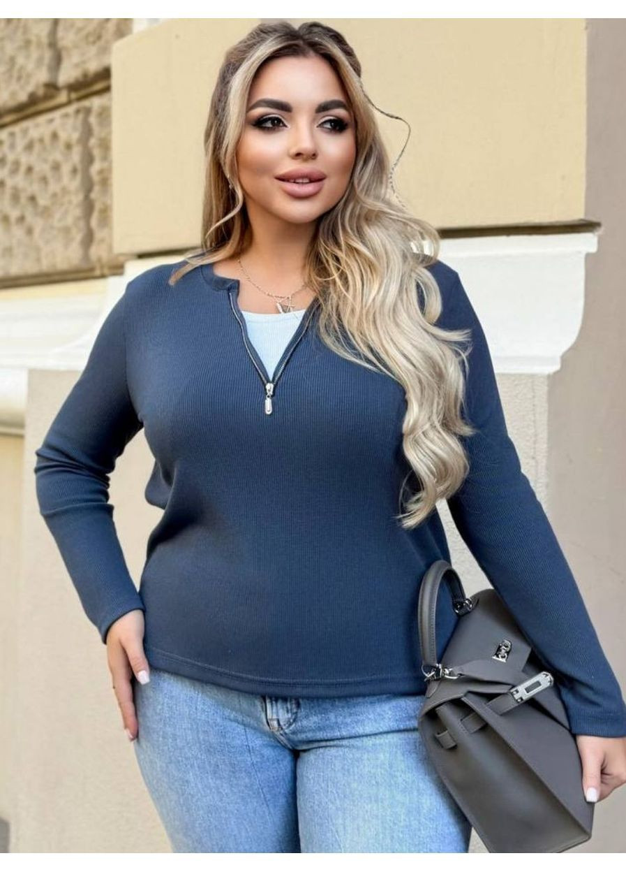 Лонгслів жіночий трикотажний в рубчик No Brand (362160946)