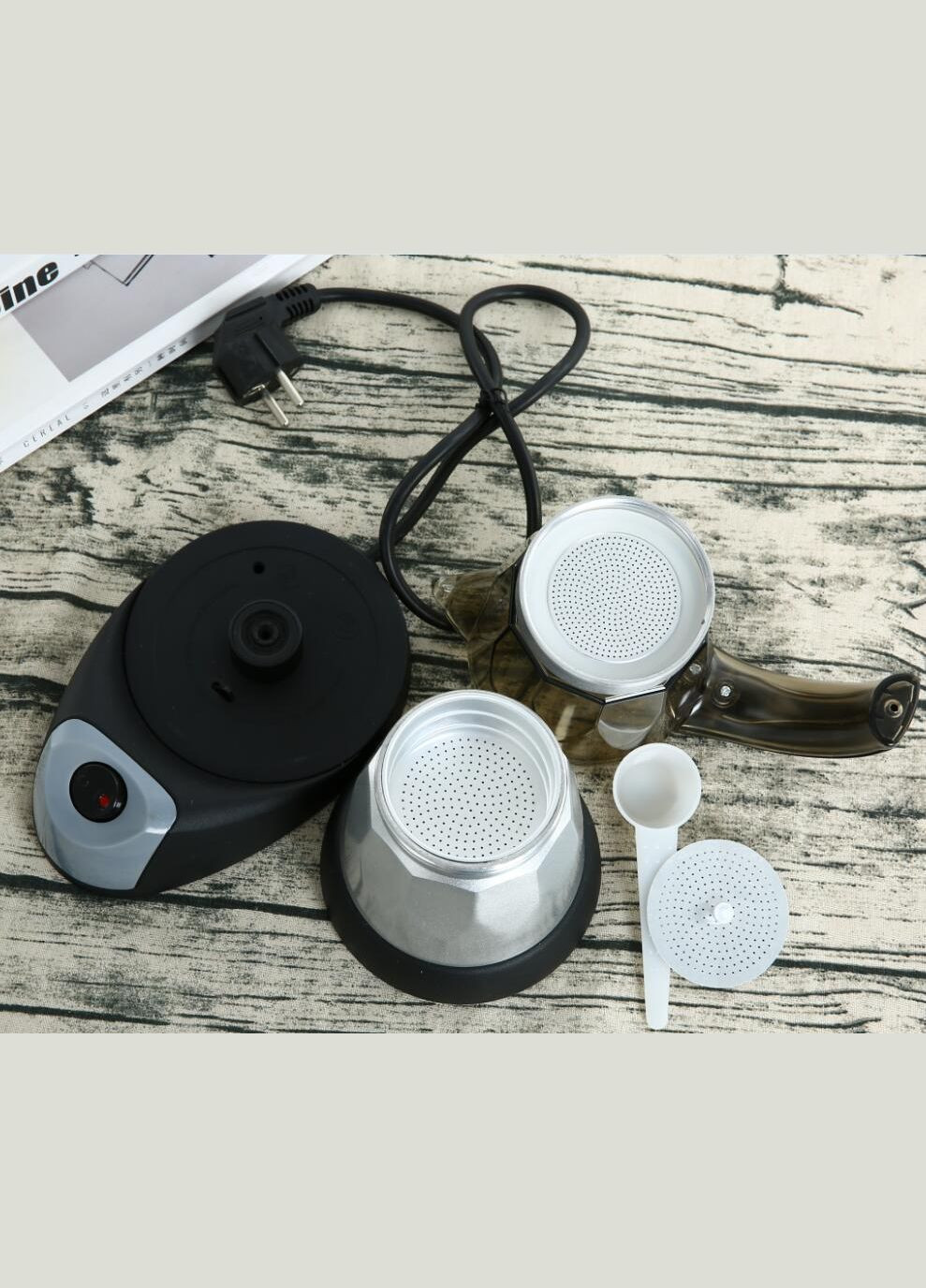 Гейзерна електрична кавоварка на 6 чашок 300 мл Алюміній (М10600243) BNORSY (316258195)