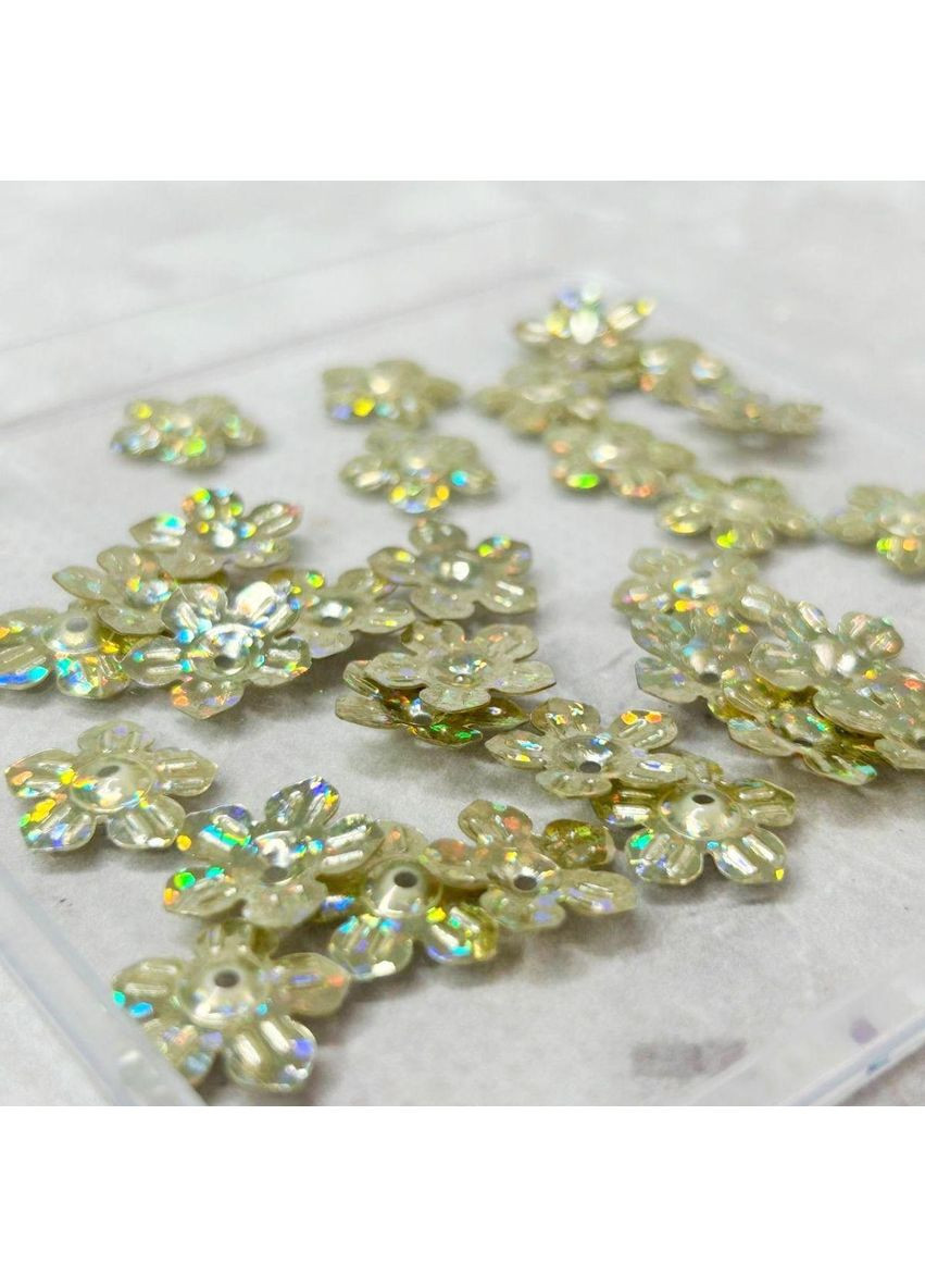 Ø14мм Паєтка квіточка ромашка 5г - золото голограма Plus-plus (352751805)