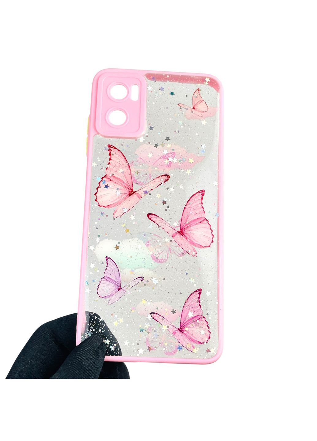 Чохол для E22i з блискітками з метеликами на моторола е22і рожевий Motorola (366388942)