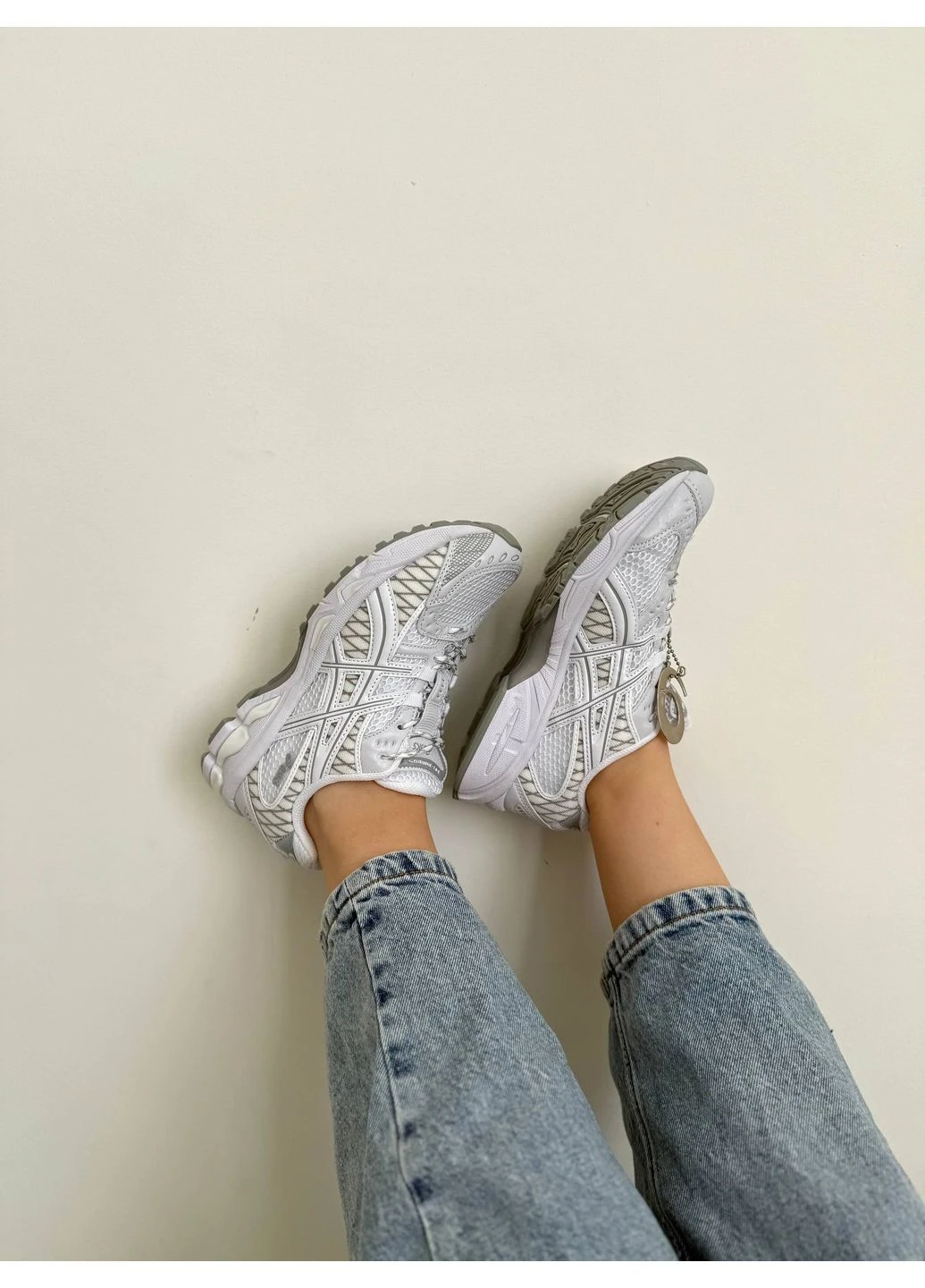 Білі кросівки чоловічі asics gel nimbus 10.1 all white асікс гель білі демісезон No Brand