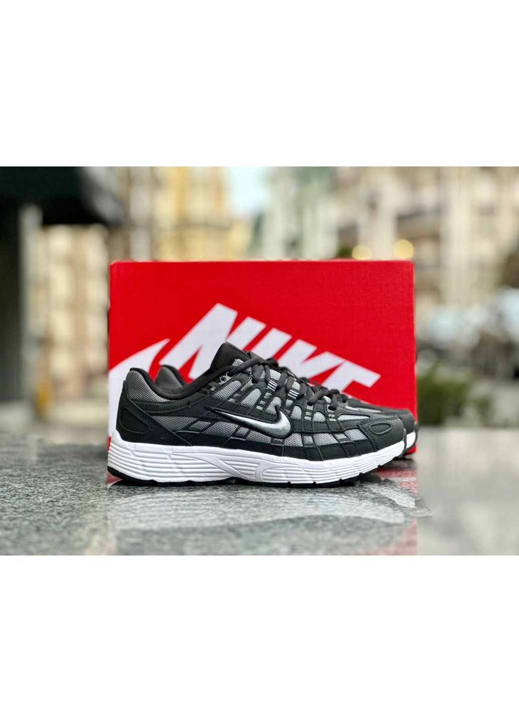 КРОССОВКИ ЖЕНСКИЕ NIKE P-6000 BLACK GREY WHITE НАЙК П-6000 No Brand серые демисезоны (368886047)