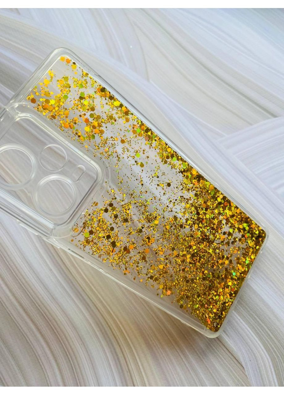 Чохол з плаваючими блискітками на Xiaomi Redmi Note 12 Pro Plus Золотий Creative (360681969)