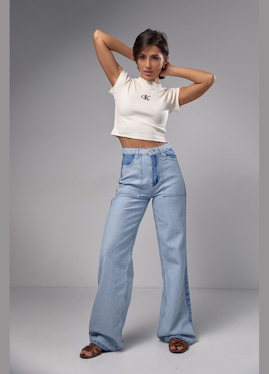 Жіночі джинси з лампасами та накладними кишенями Lurex - (280951378)