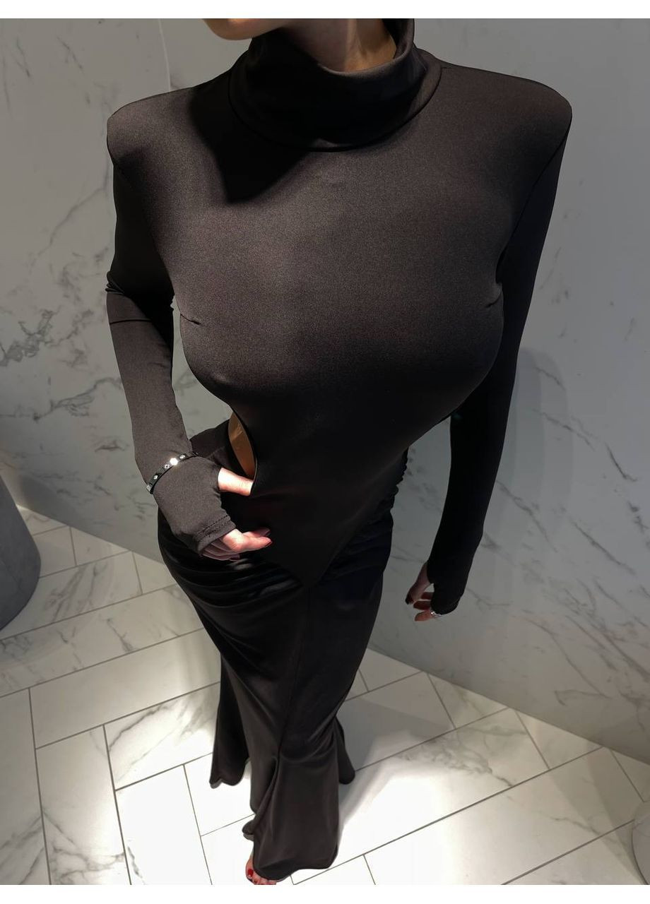 Черное праздничный, вечернее платье No Brand однотонное