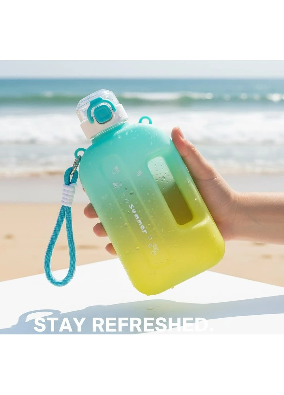 Спортивная бутылка SUMMER (750 мл) - Эко-пластик BPA-free, Желто-голубой градиент No Brand (394212897)