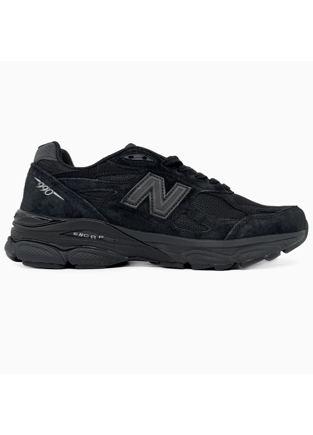 Чорні Осінні кросівки чоловічі new balance 990 triple black нью беланс 990 No Brand