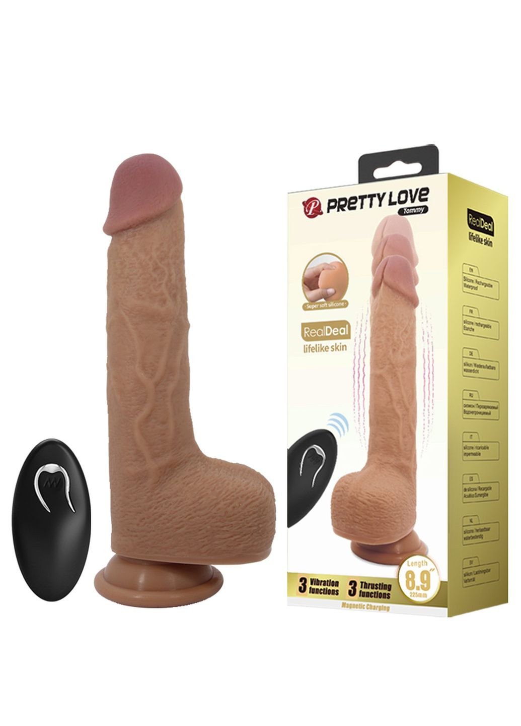 Реалистичный вибратор Tommy с дистанционным управлением на присоске Pretty Love (361670078)