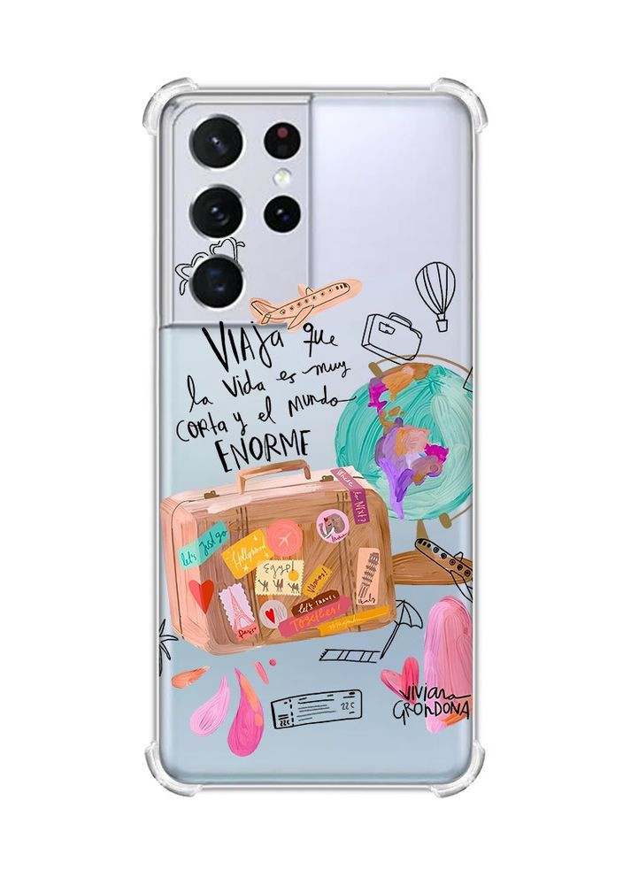 Чехол с утолщёнными углами на Samsung Galaxy S21 Ultra:: Настроение путешествовать (принт 329) Creative (360694375)