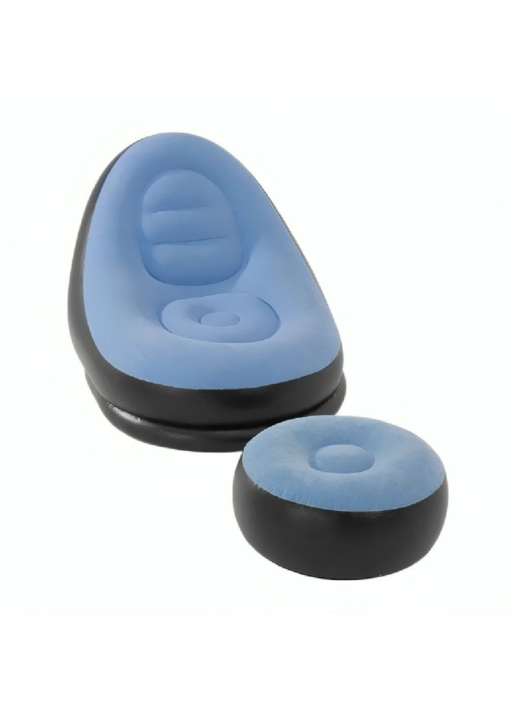 Надувное кресло диван с пуфом насосом флокированным покрытием максимальной нагрузкой 100 кг 116х98х83 см (480503-Prob) Голубое Unbranded (336434314)