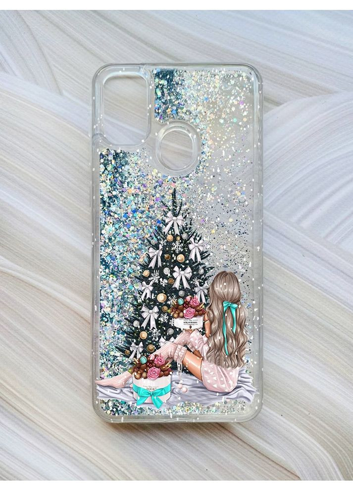 Чехол с плавающими блестками на Samsung Galaxy M30s/M21 Девушка возле ёлки (принт 139) CASE CONTROL (362966588)