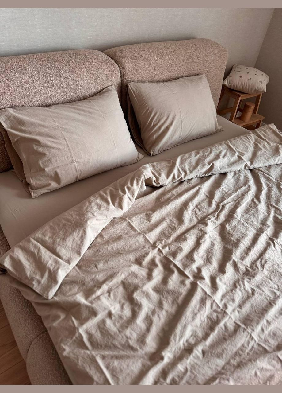 Комплект постільної білизни Євро 200х220 наволочка 50х70 2шт Капучино (П4К-al-sikel-var-007) No Brand (342097417)