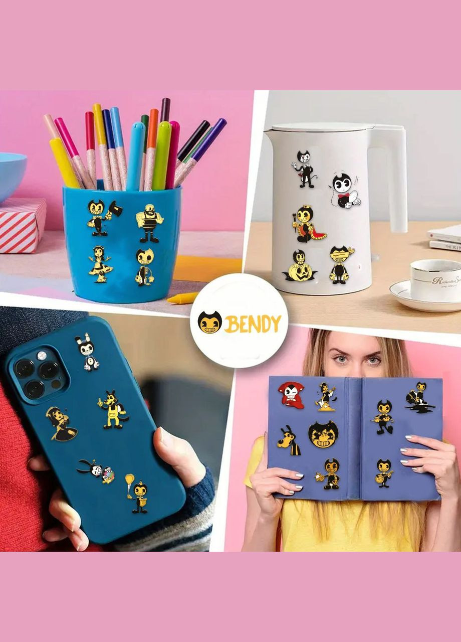 Стикеры Бенди и Чернильная машина Bendy and the Ink Machine стикерпак наклейки набор наклейок 48 шт Shantou (329189956)