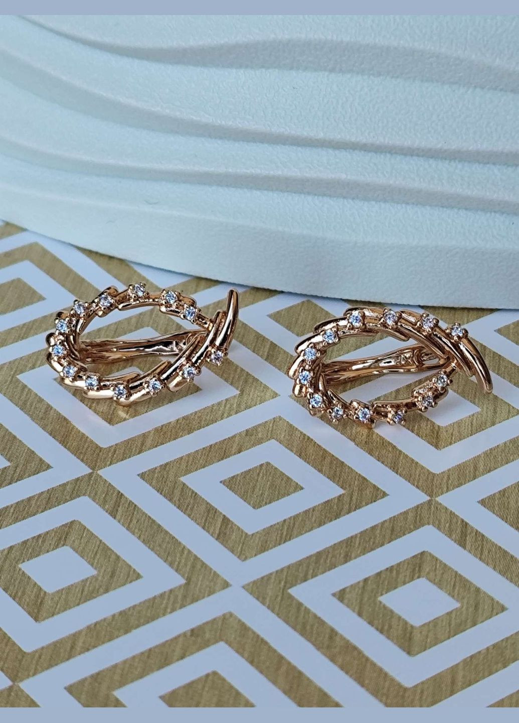 Трендові круглі сережки з камінцями позолота ксюпінг xuping великі модні Xuping Jewelry (336190203)