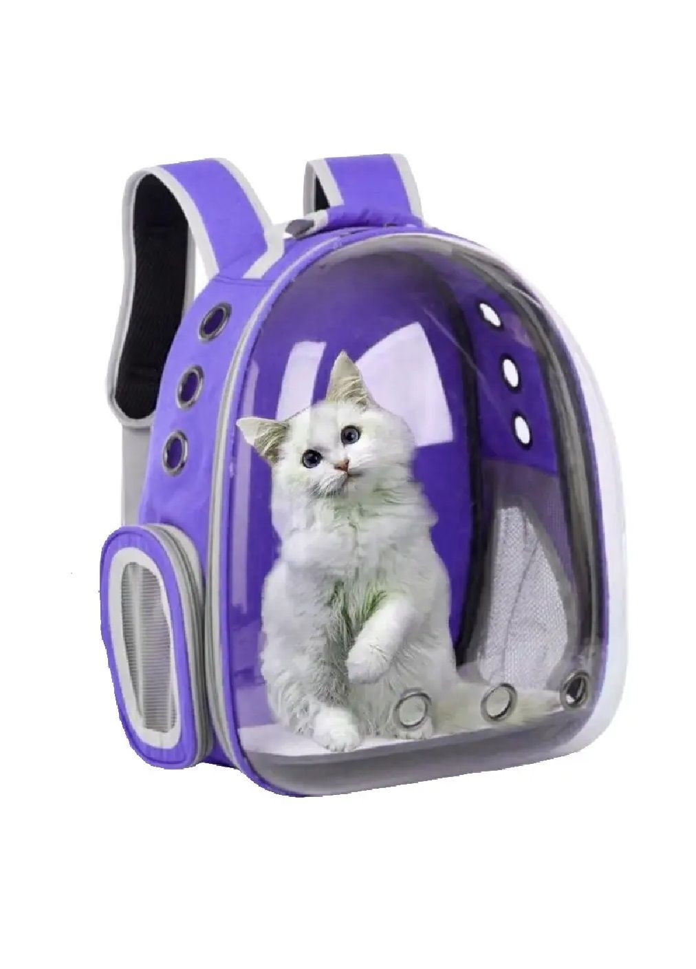 Рюкзак сумка-переноска водонепроникна для тварин котів собак з прозорою стінкою 42х32х28 см (477153-Prob) Фіолетовий Unbranded (294944468)