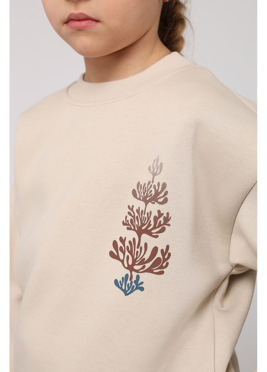 Yuki свитшот для девочки цвет бежевый цб-00284505 бежевый футер