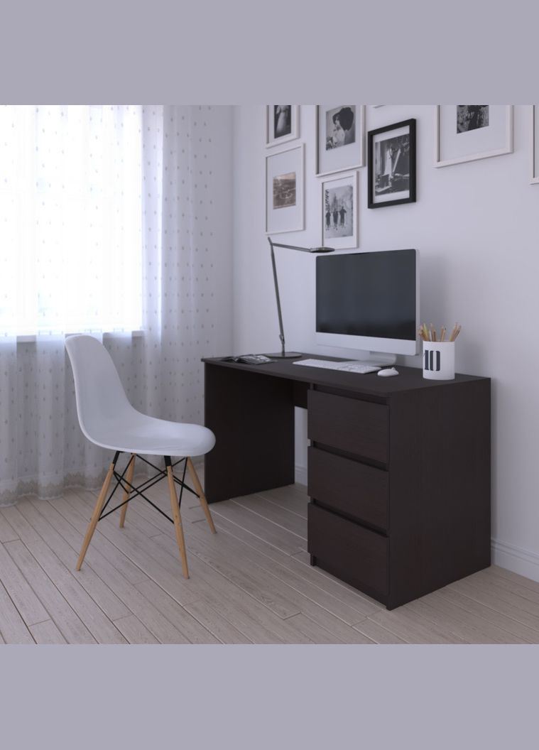 Комп'ютерний стіл, письмовий стіл з тумбою на три висувних ящика c фасадами без ручок R-1 VAYS (372655511)