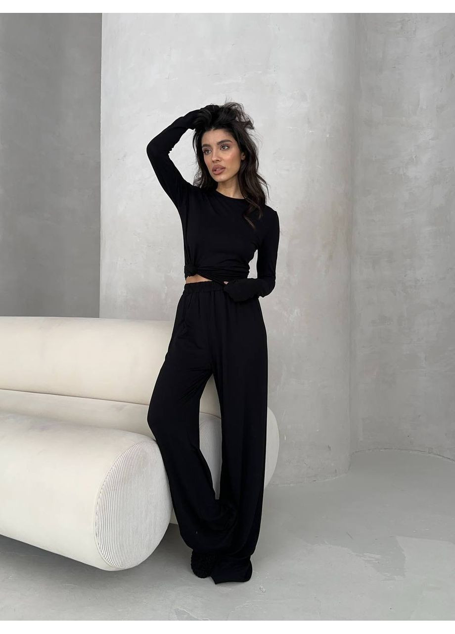 Трендовый женский костюм из натуральной вискозы (лонгслив + штаны) queensleep_7km 1581 (350199198)