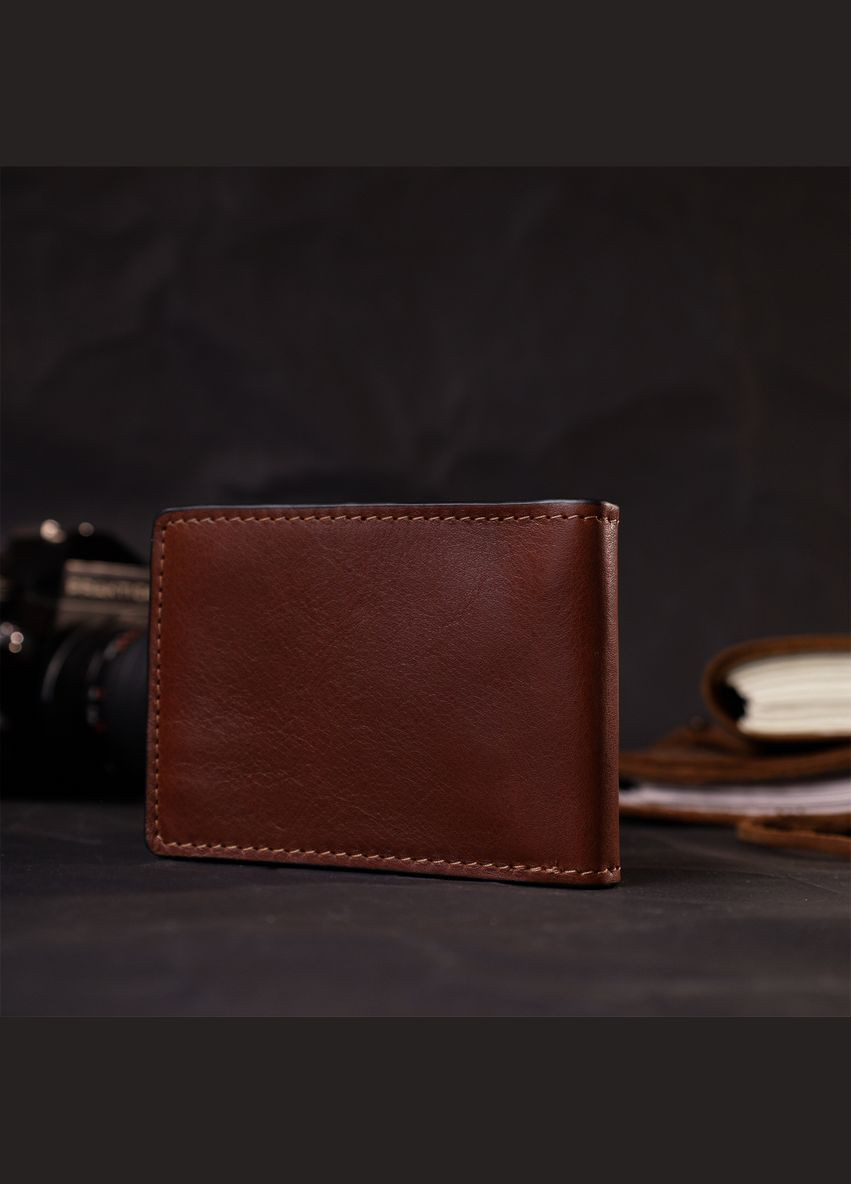 Шкіряний затискач для грошей з відділеннями для карт чоловічий коричневий (sku_11636) No Brand (327820437)