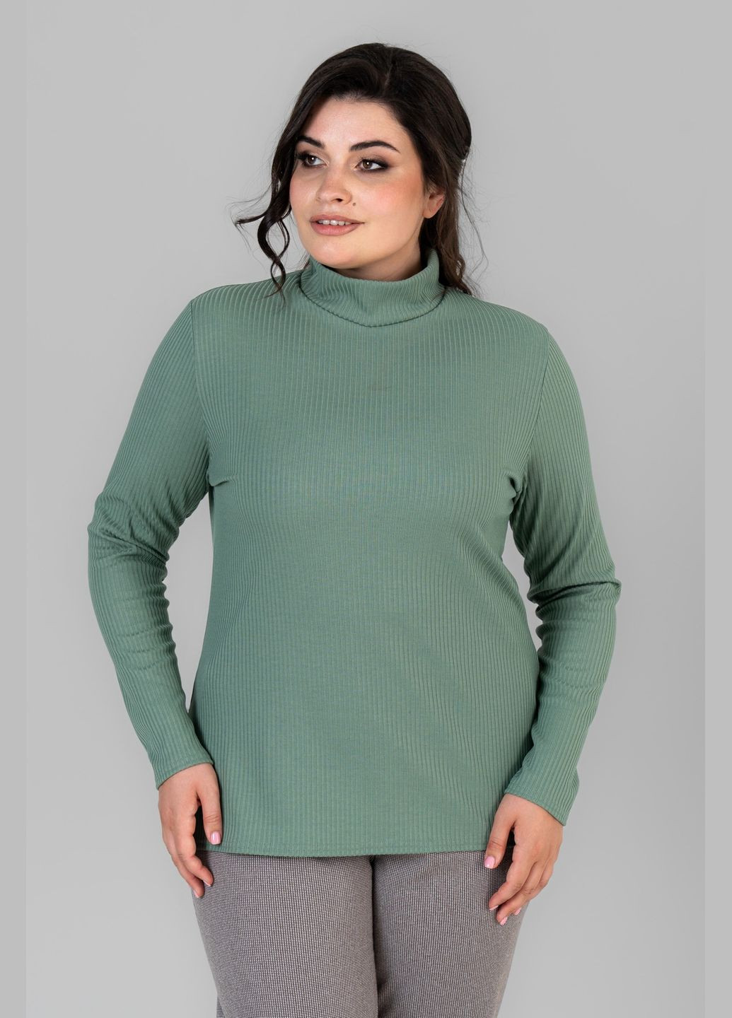 Зеленый демисезонный женский гольф приталенного кроя с воротником-стойкой all posa (ap101676p) A'll Posa