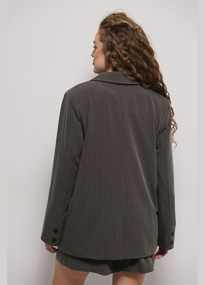 Женский костюм с жакетом и короткой юбкой серый в полоску Arjen (304251285)