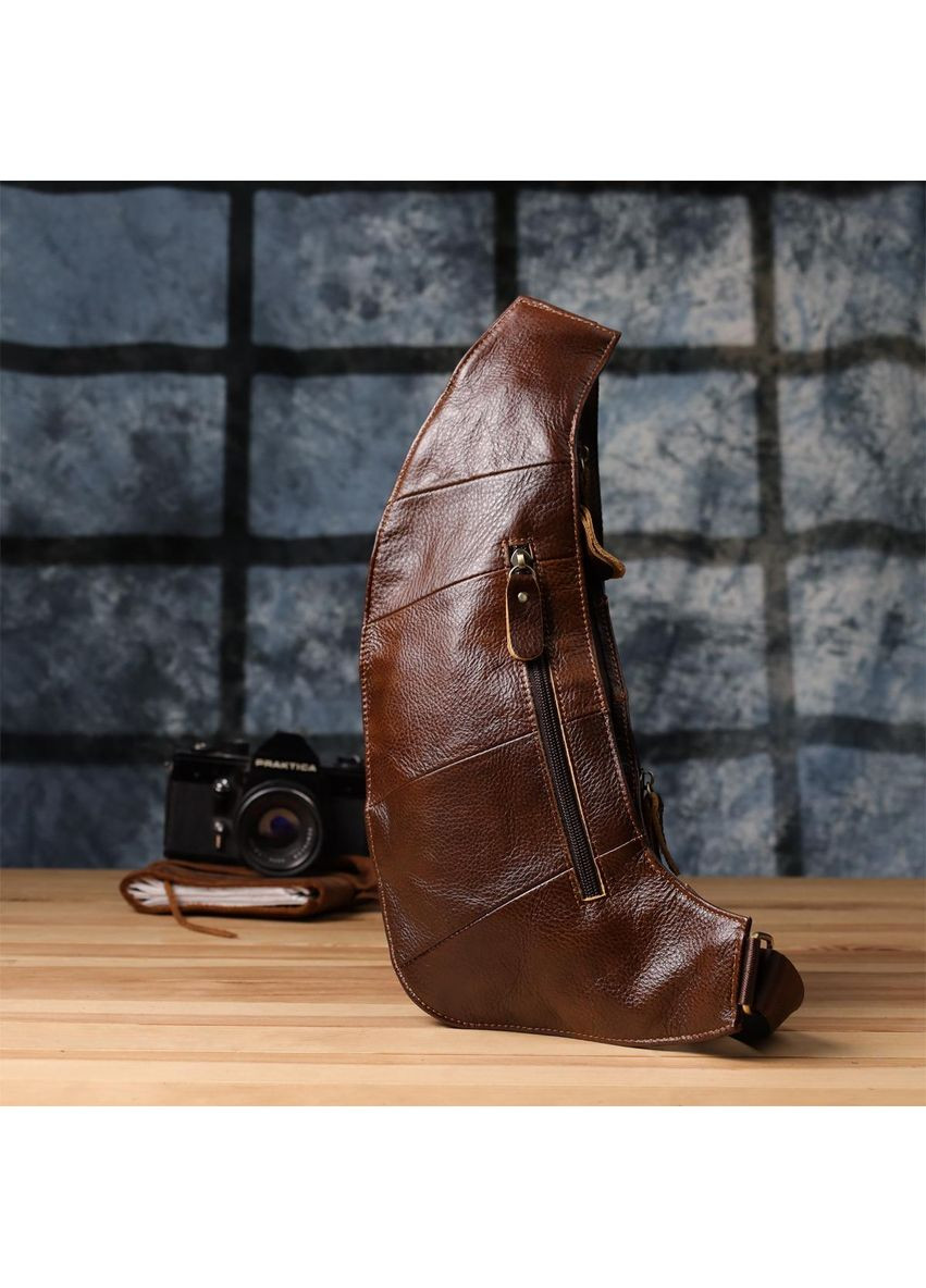 Сумка слинг через плечо мужская кожаная для телефона и для документов большая Коричневый 39013 Vintage (351403608)