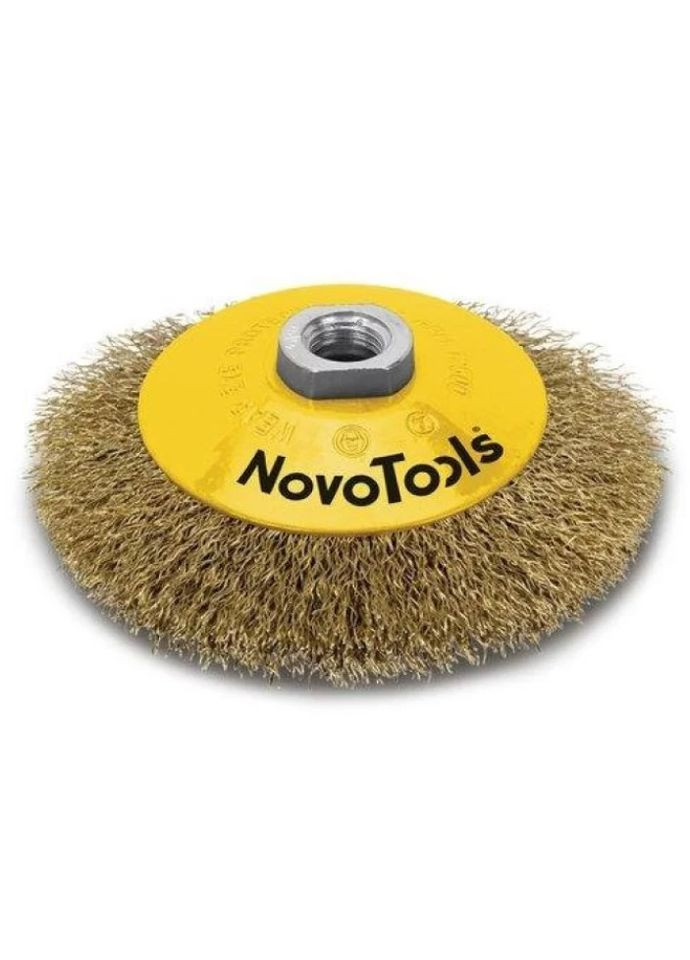 Конусна дротяна щітка (115 мм, М14) з гофрованим дротом (22140) NovoTools (306551458)