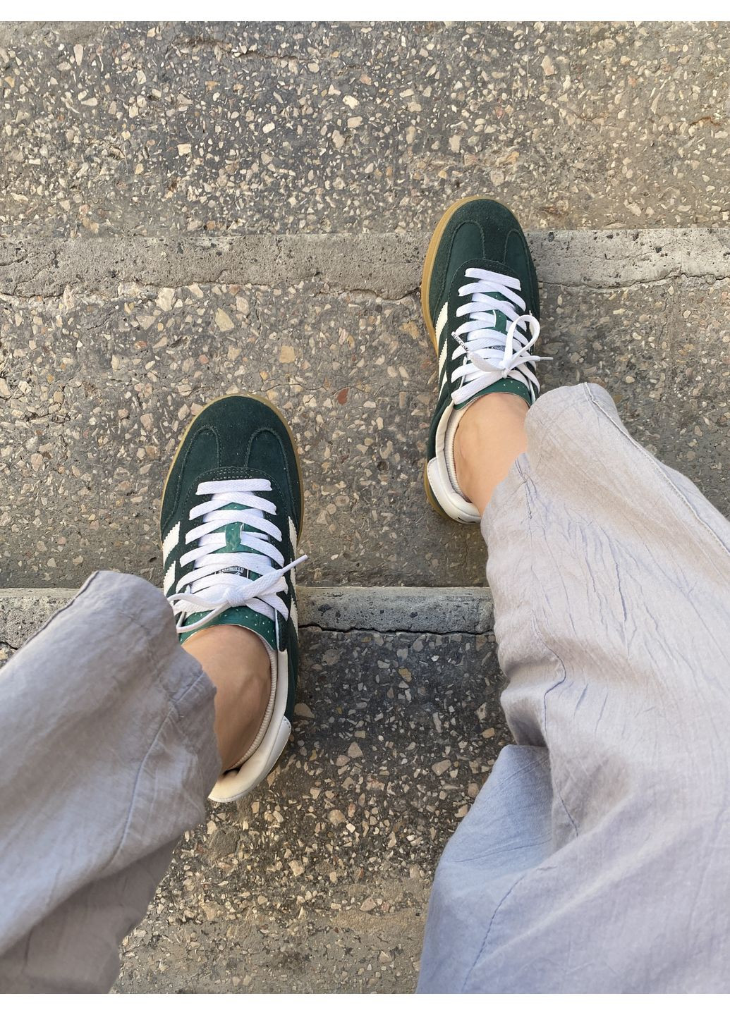 Сірі Осінні кросівки чоловічі adidas gazelle x gucci green / white адідас газель No Brand