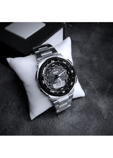 Часы кварцевые спортивные мужские с будильником и секундомером серебристые для активного отдыха ProDobro (367266756)