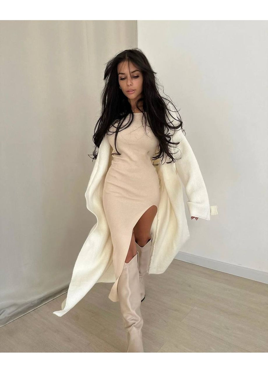 Бежева повсякденний, кежуал жіноча бежева сукня No Brand однотонна