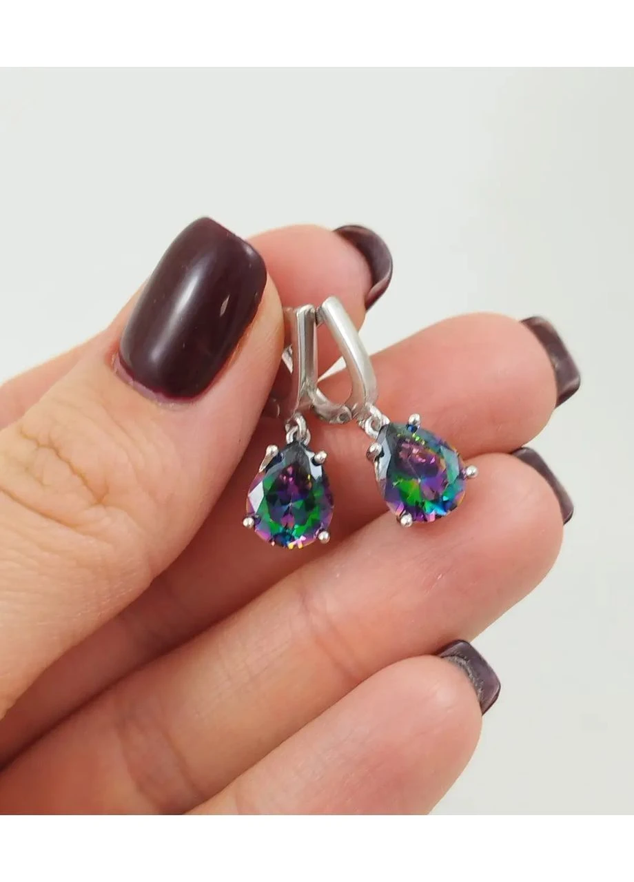Сережки срібні з містик топазом С349/С-мт No Brand Сережки (386451507)
