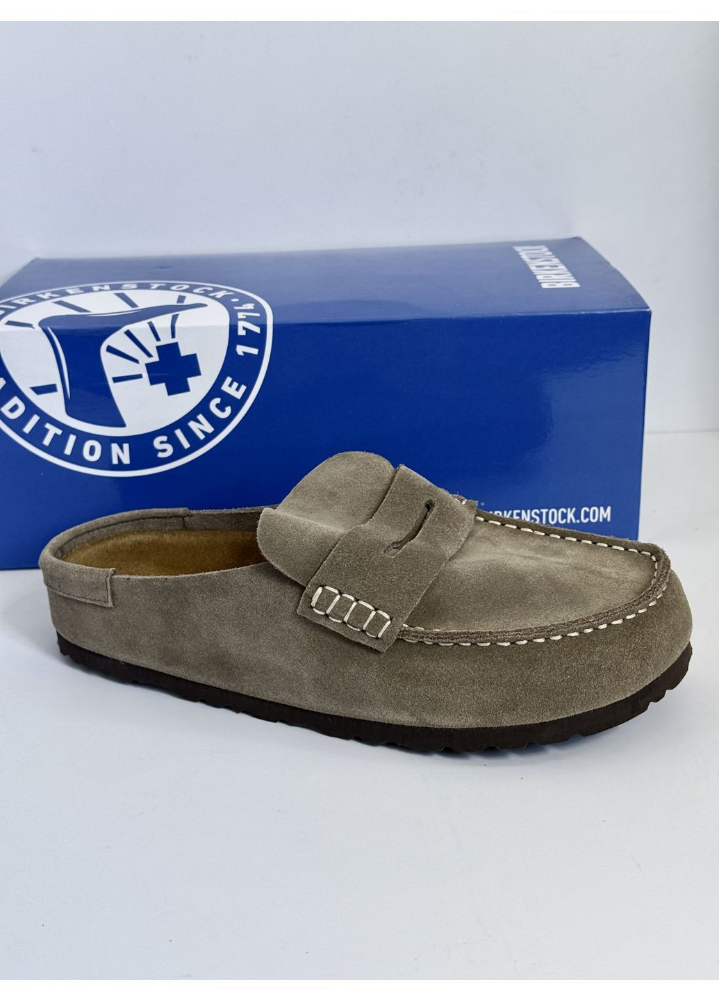 Серые замшевые шлепанцы клоги мюли унисекс No Brand