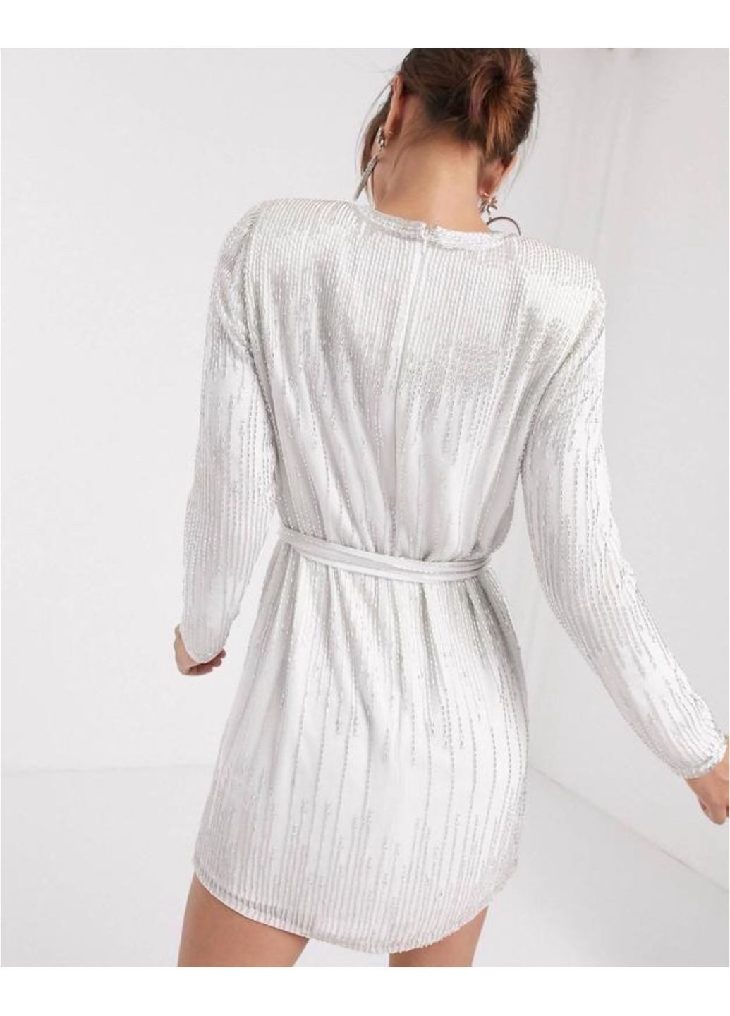 Белое платье мини вечернее с камнями Asos
