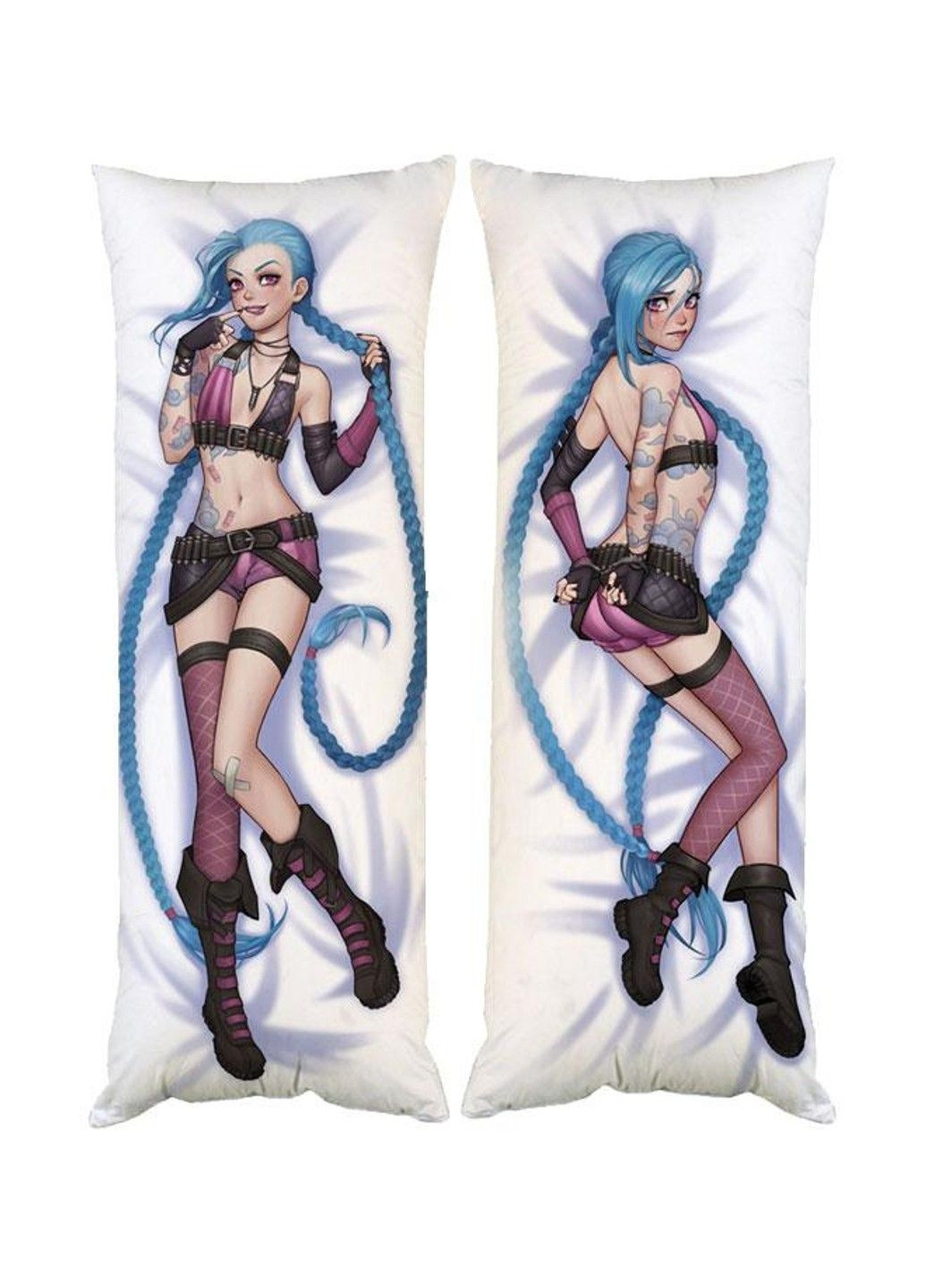 Подушка дакимакура Лига легенд Джинкс декоративная ростовая подушка для обнимания двусторонняя No Brand (328314762)