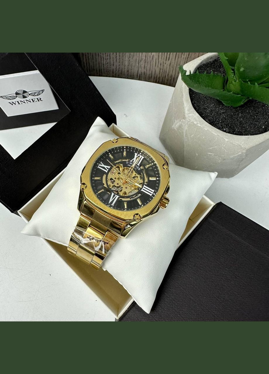 Мужские механические наручные часы Skeleton с открытым механизмом, часы скелетон золотистый люкс Winner (362475481)