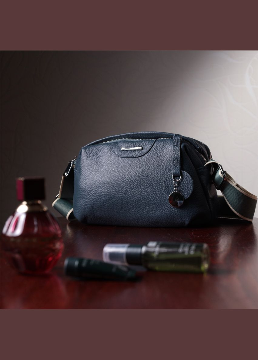 Сумка через плечо женская с двумя отделениями кожаная 22595 Синяя Vintage (302007892)
