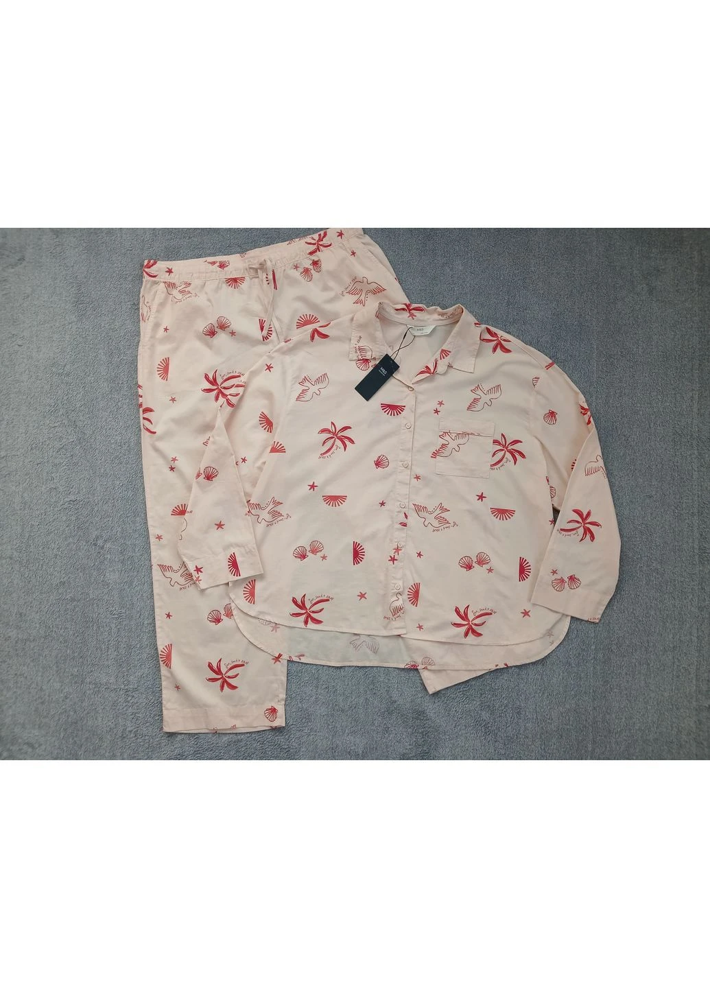 Розовая женская пижама collection (marks & spencer) р. uk 18 нежно-розовая рубашка + брюки M&S
