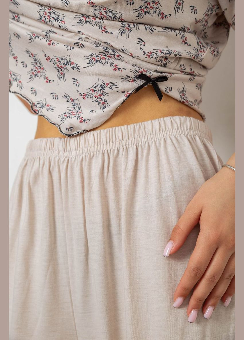 Бежева всесезон піжама жіноча з принтом,, 243r6968 Stil Moda