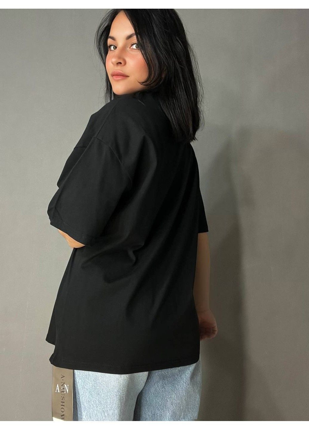 Футболка жіноча A-N 26075 оверсайз базова з нашивкою No Brand - (331143213)