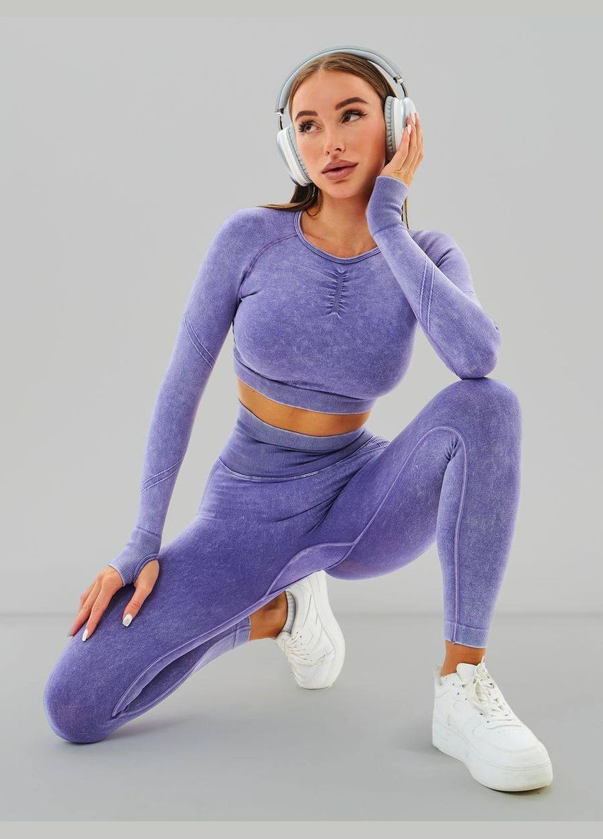 Спортивний костюм двійка (рашгард та легінси) з пуш-ап ефектом фіолетового кольору, розмір XS Trends (330757120)