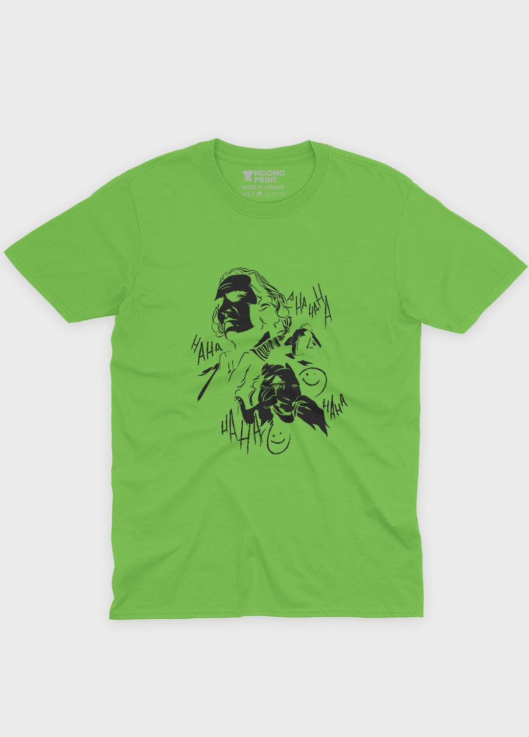 Салатовая демисезонная футболка для мальчика с принтом супервора - джокер (ts001-1-kiw-006-005-024-b) Modno