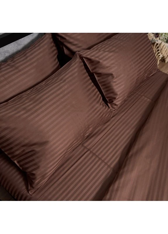 Комплект постельного белья Satin Stripe Полуторный Евро 160х220 наволочки 2х70х70 (MS-820013007) Moon&Star Latte Brown (389747444)