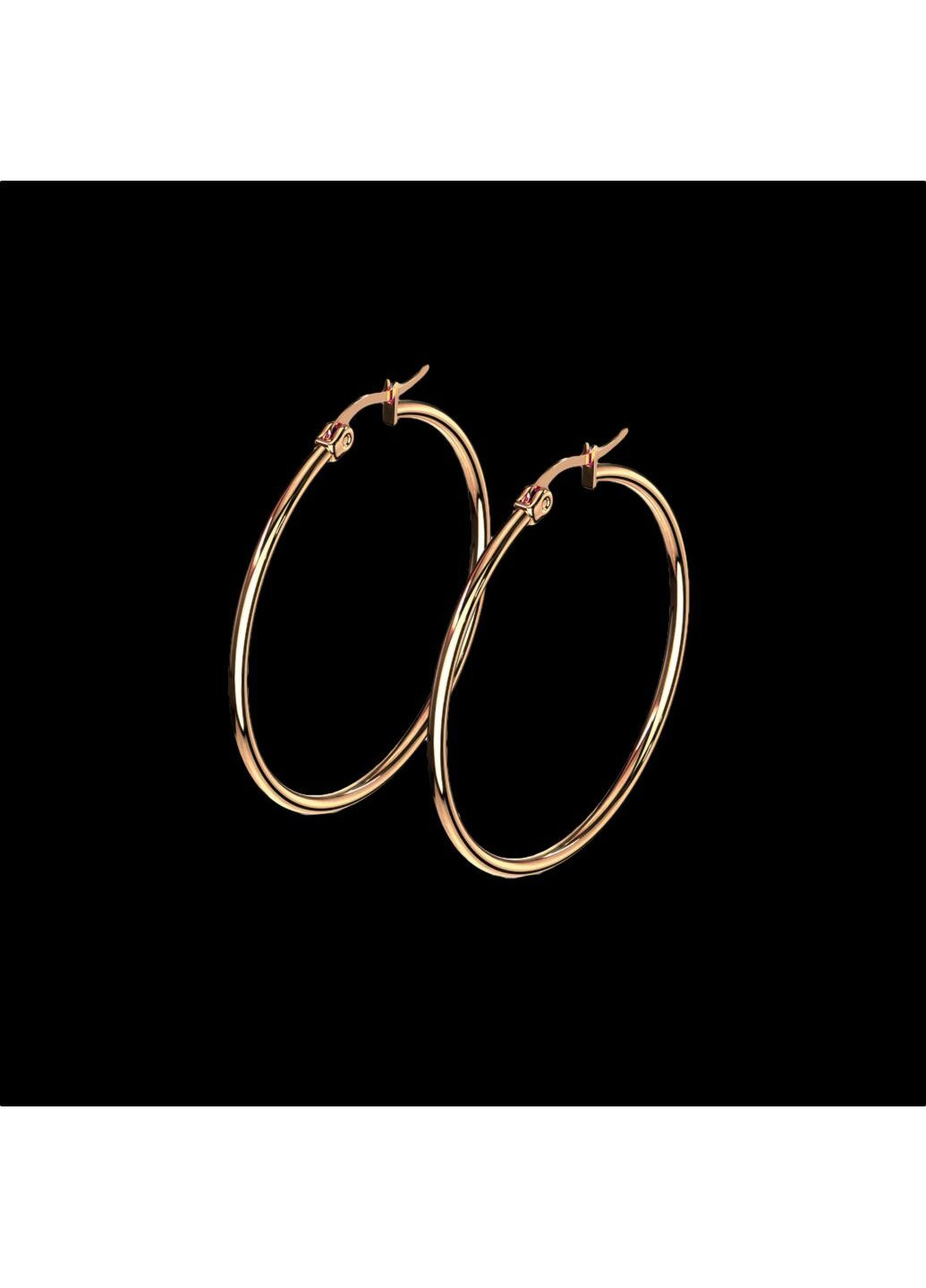 Класические серьги-кольца (серьги-конго) из медицинской стали в цвете розовое золото диаметр 40 мм Spikes (287337794)