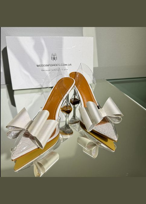 No Brand Праздничные силиконовые женские туфли с бантами (камешки внутри). бесцветный з силикон, — лето (322414663)