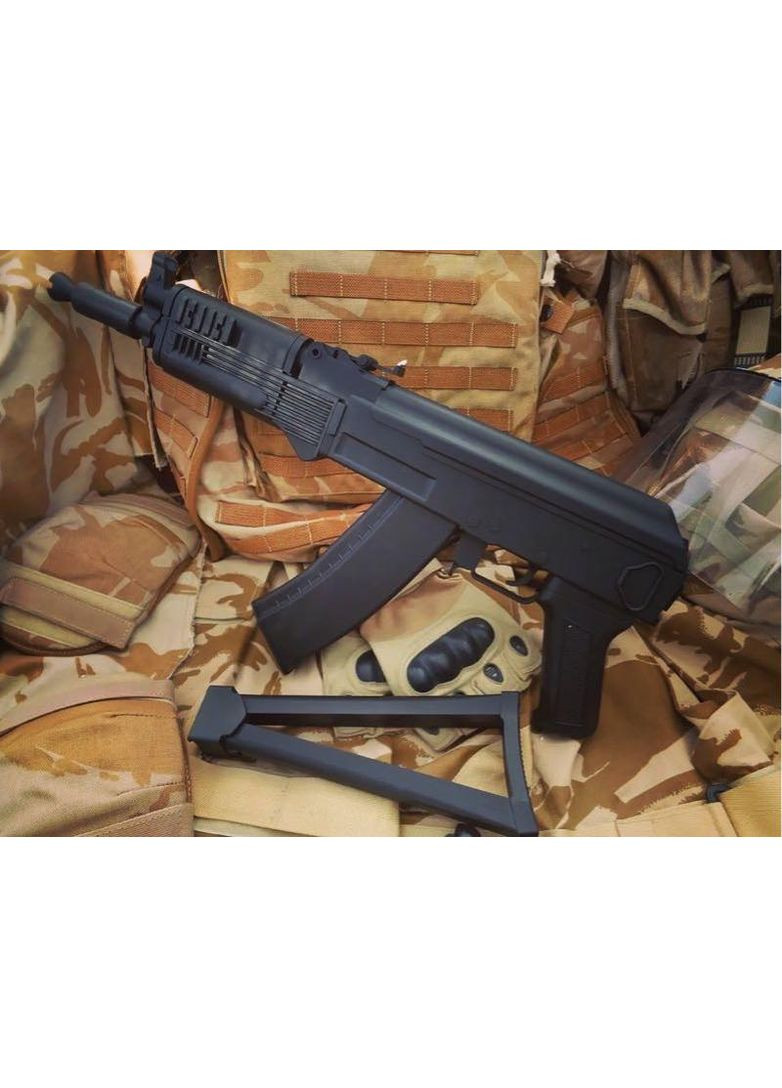 Страйкбольный автомат Калашникова АКСУ-47 P47A с лазером и фонарем на пластиковых шариках 6мм. CYMA (354823845)