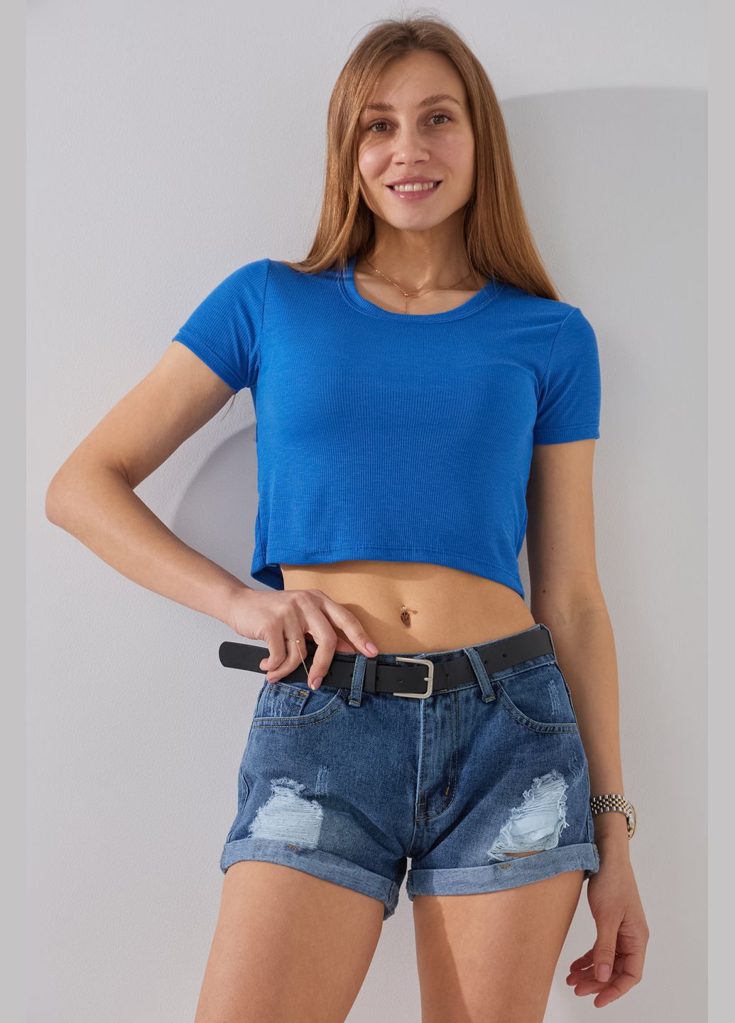 Топ однотонний жіночий 80677 Електрік shop (2000990998279) No Brand (364724020)