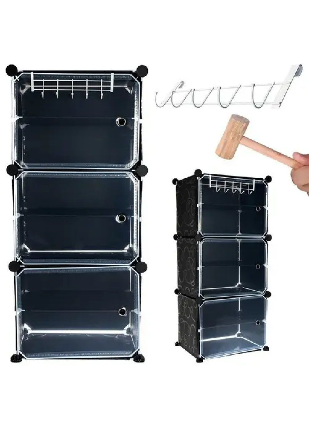 Модульна полиця шафа органайзер для взуття на 6 рівнів з вішалкою для одягу курток шарфів 93х44х31,5 см (479220-Prob) Unbranded (316353558)