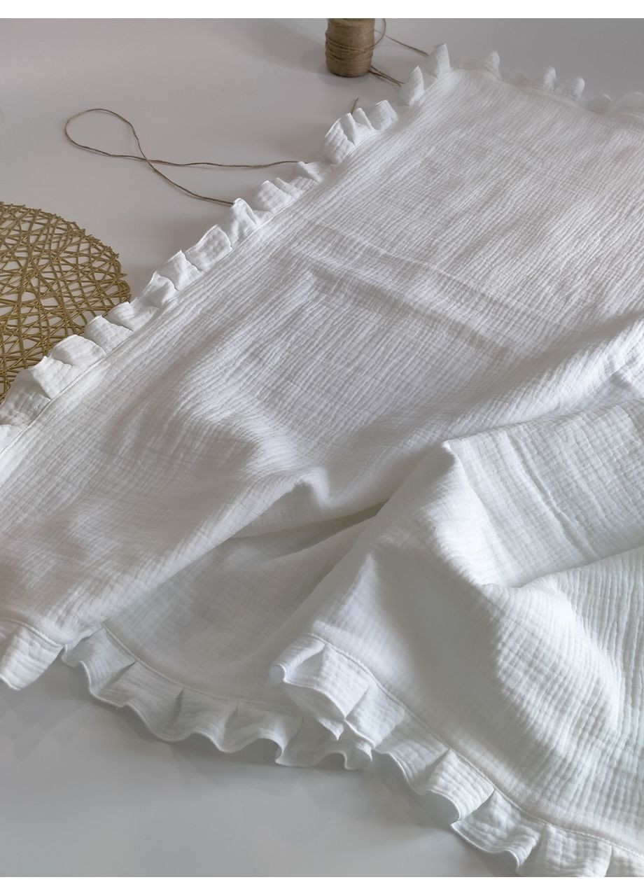 Беленький муслиновый плед с рюшем, крыжмо, размер 70*80 No Brand (370370181)